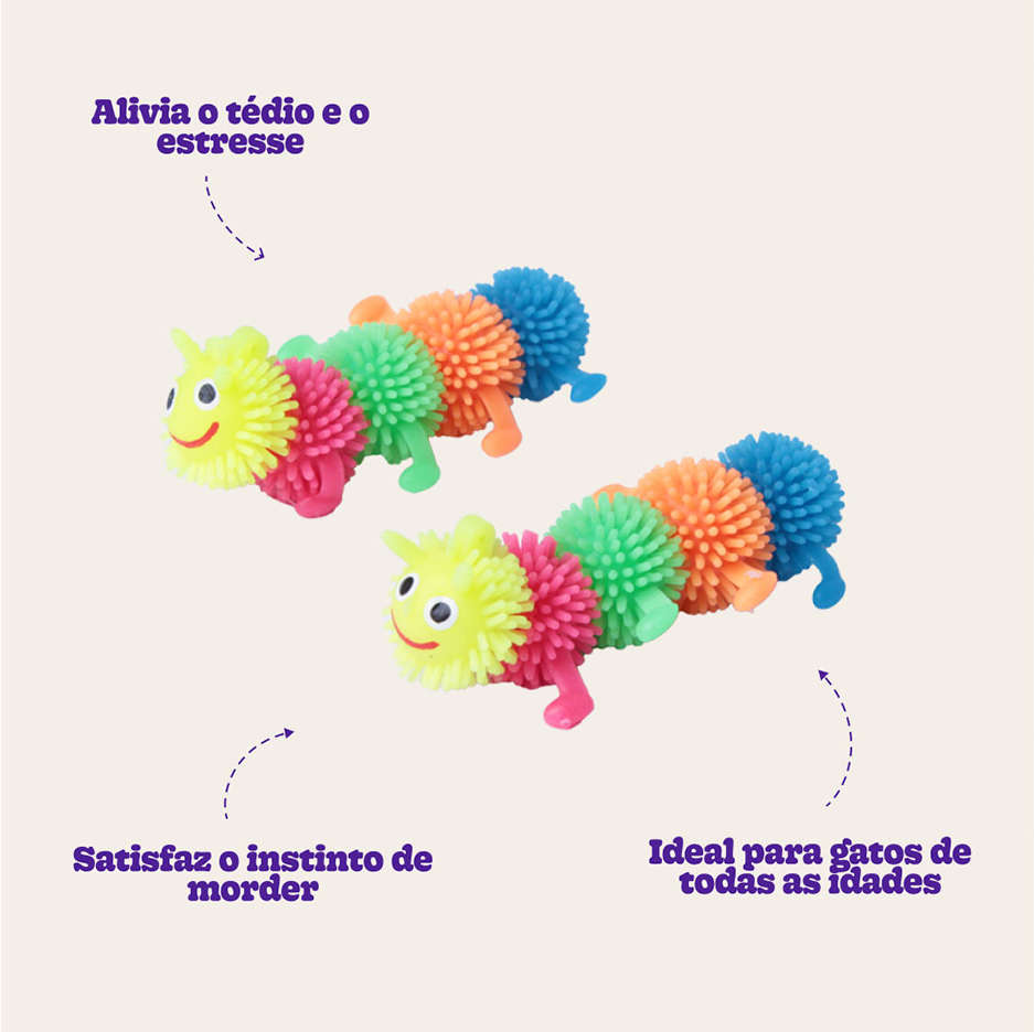 Brinquedo Kroco Centopeia Amarelo para Gatos - Tam. Único