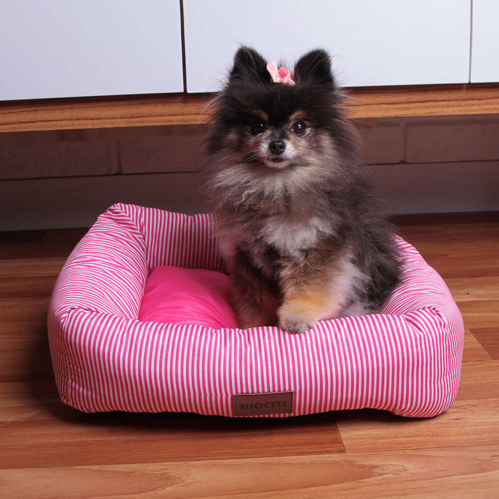 Cama Retangular Meau Listra Rosa - Tam. P