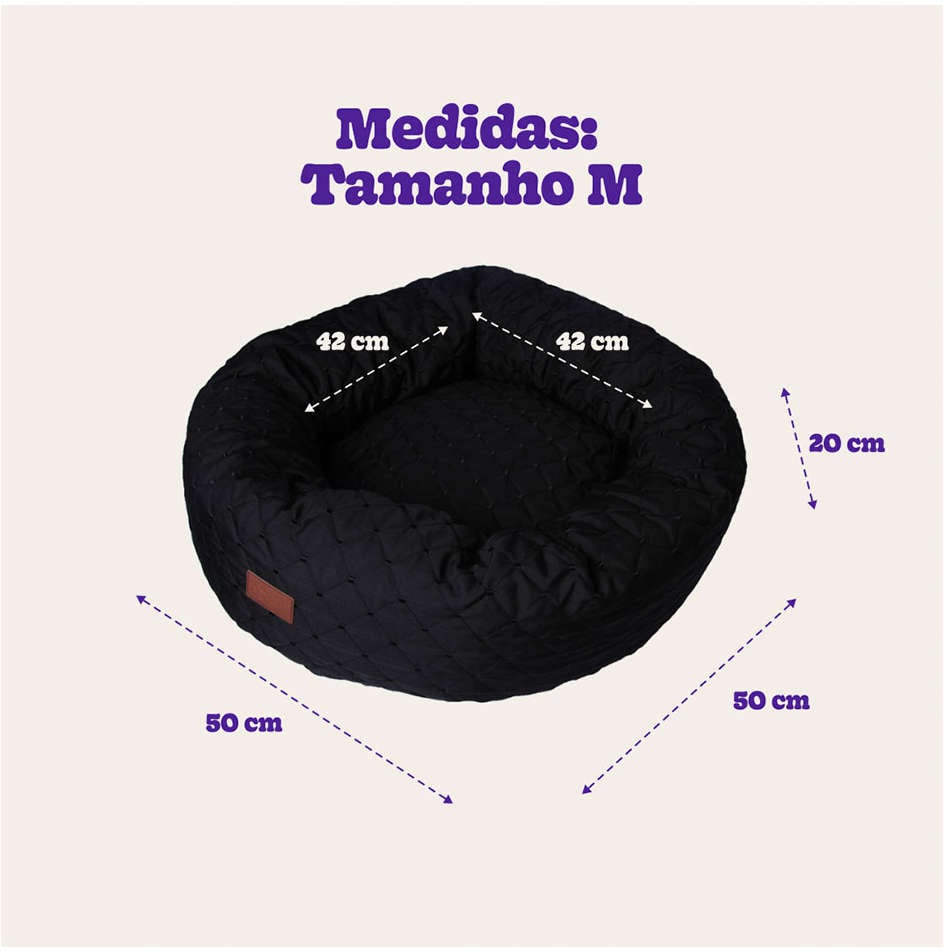 Cama Fábrica Pet Boia Matelasse Preta - Tam. M