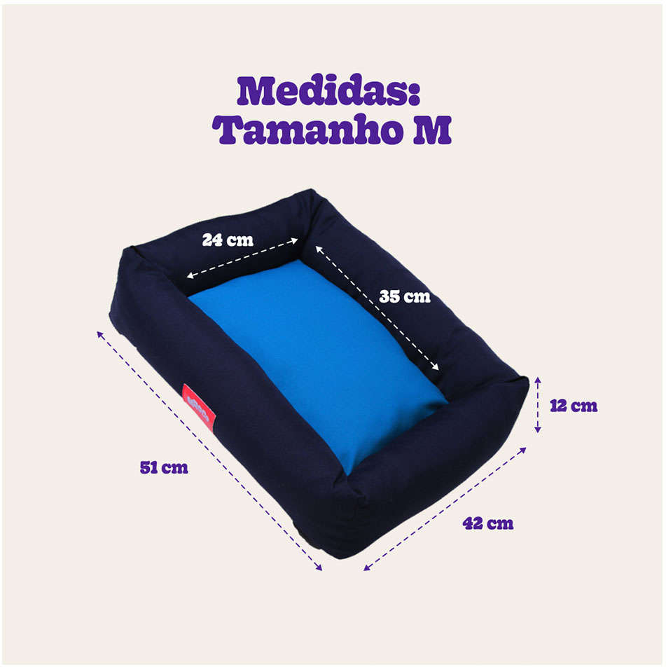 Cama Kroco Retangular Azul - Tam. M