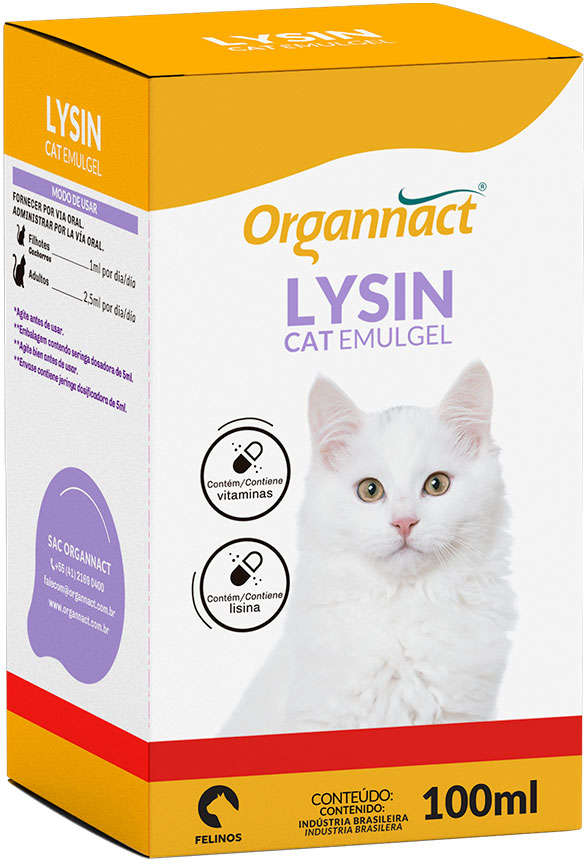 Suplemento Vitamínico Aminoácido Organnact Lysin Cat Emulgel - 100 mL