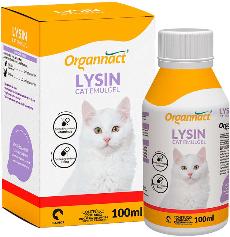 Suplemento Vitamínico Aminoácido Organnact Lysin Cat Emulgel - 100 mL