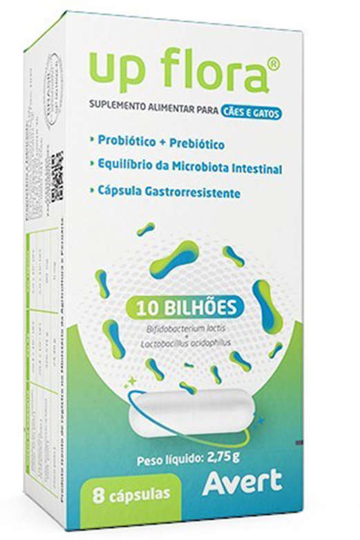 Suplemento Alimentar Avert Up Flora para Cães e Gatos - 8 Cápsulas