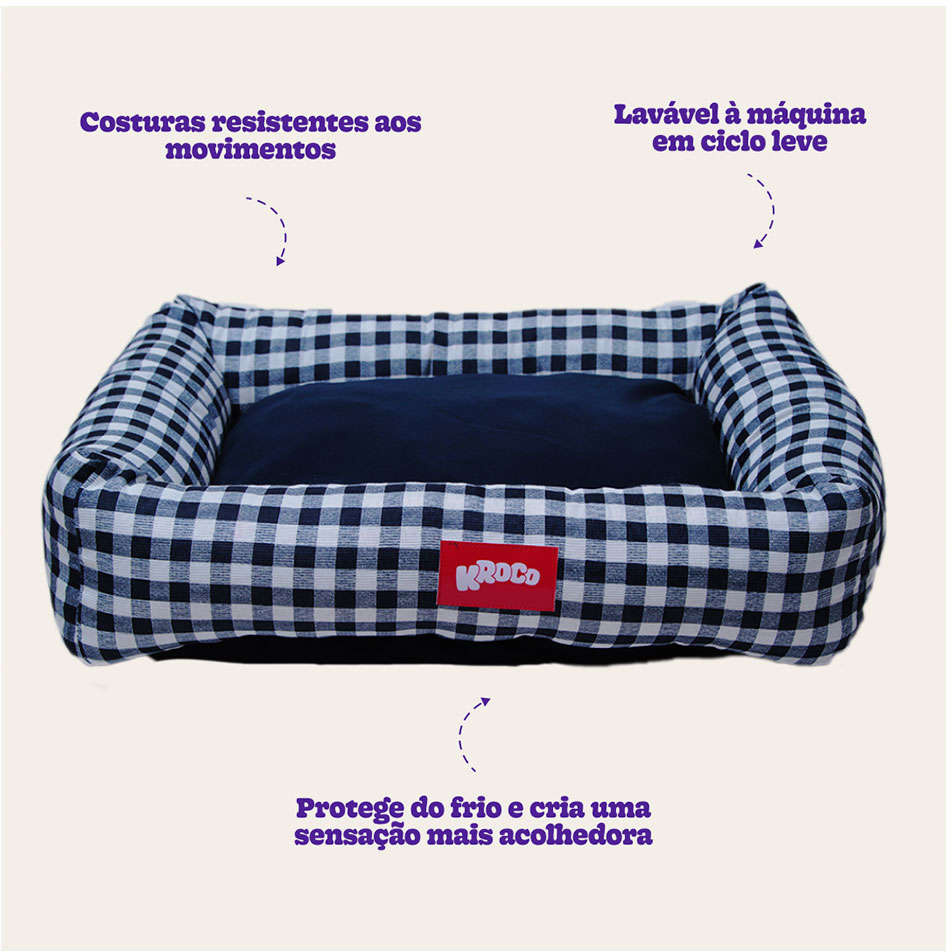 Cama Kroco Flex Xadrez Azul Marinho - Tam. GG