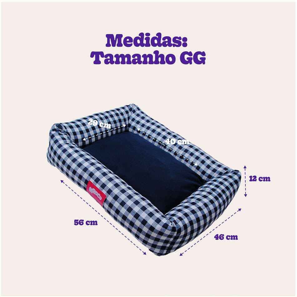 Cama Kroco Flex Xadrez Azul Marinho - Tam. GG