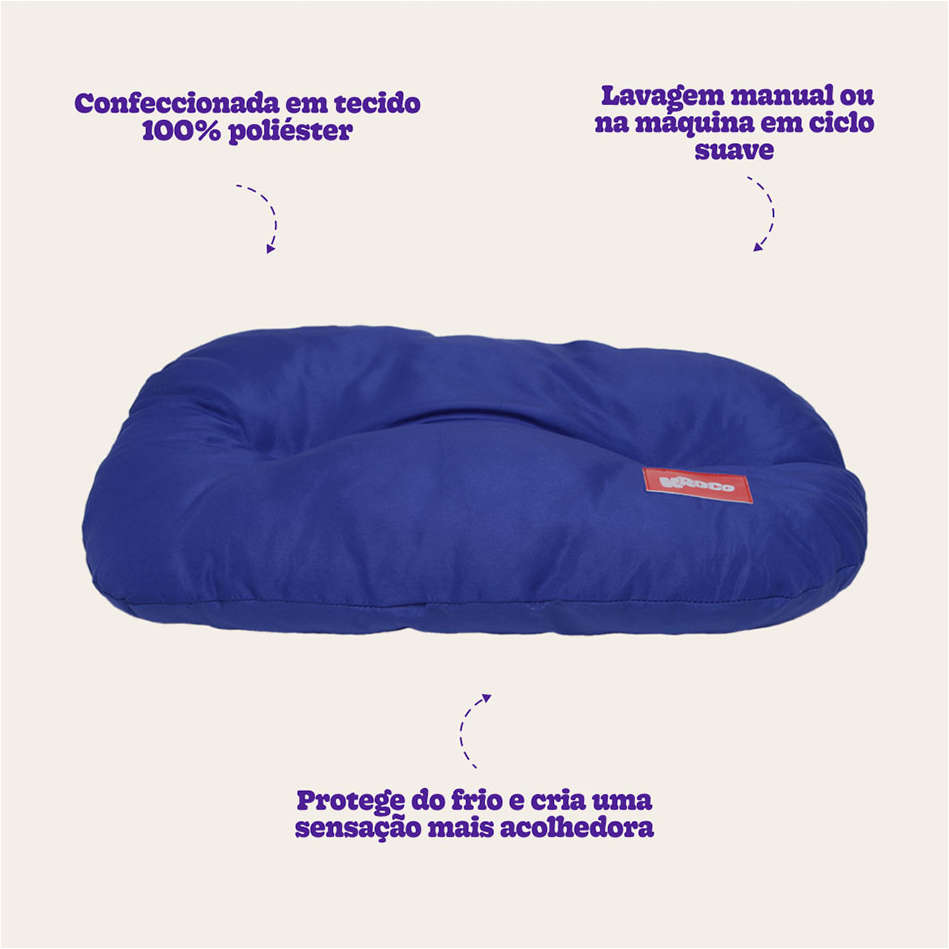 Almofada Kroco Retangular Lisa Microfibra Azul - Tam. 08