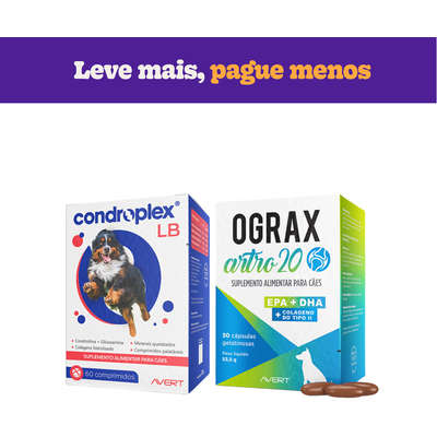 Kit Avert Suplemento Alimentar Ograx Artro 30 Cápsulas e Condroplex LB 60 Comprimidos - KIT
