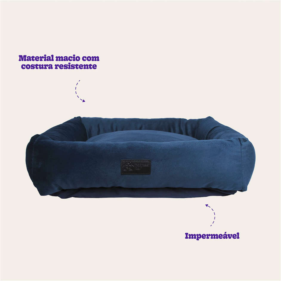 Cama Fábrica Pet Macia Persa Marinho - Tam. G