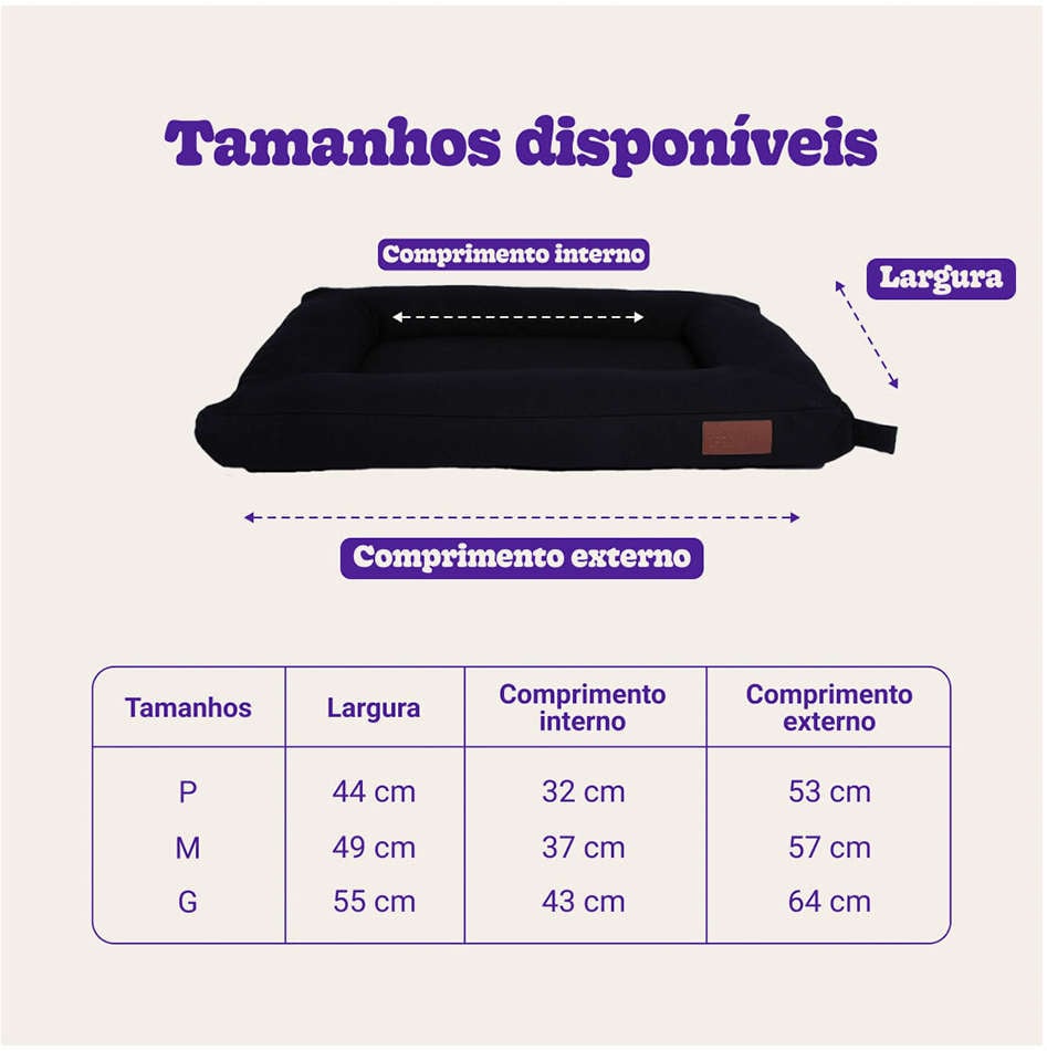 Cama Fábrica Pet Flat Preto - Tam. P