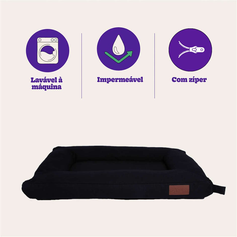 Cama Fábrica Pet Flat Preto - Tam. P