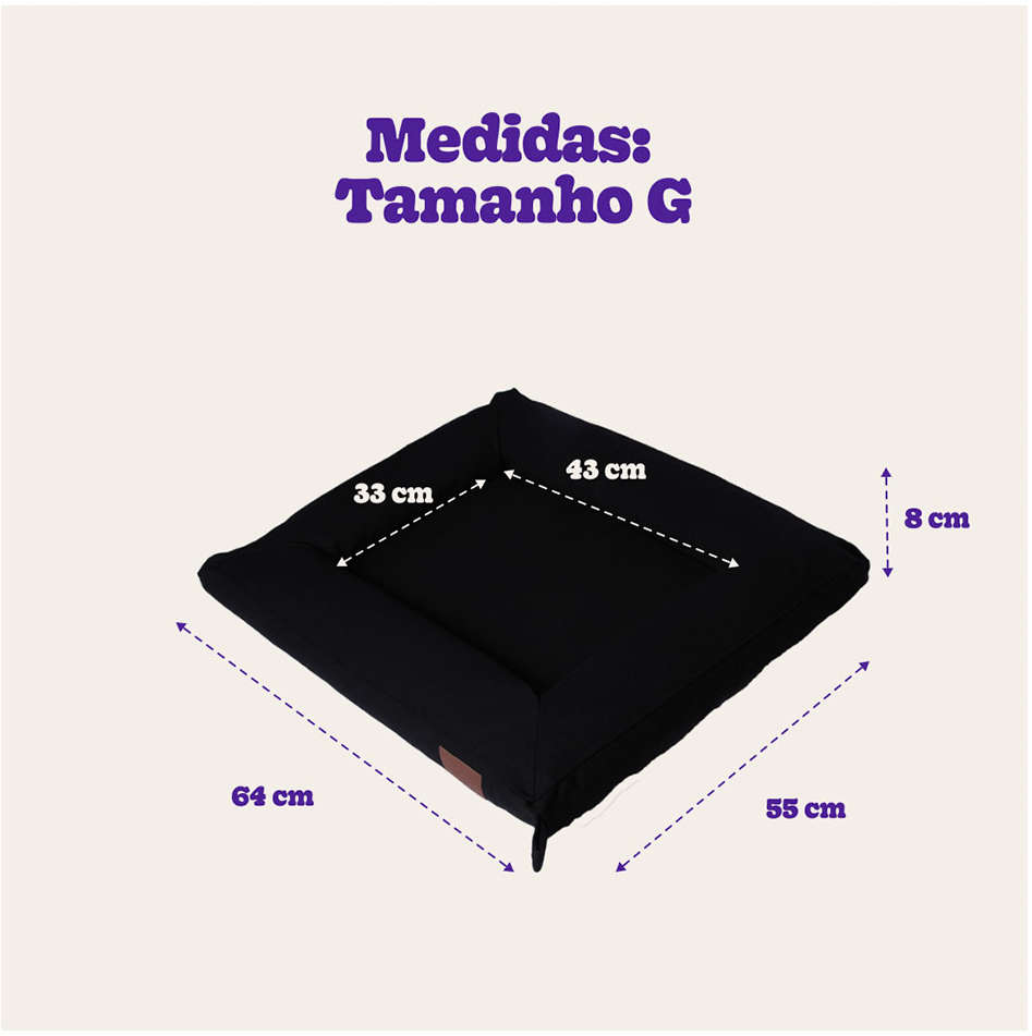 Cama Fábrica Pet Flat Preto - Tam. G