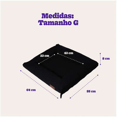 Cama Fábrica Pet Flat Preto - Tam. G