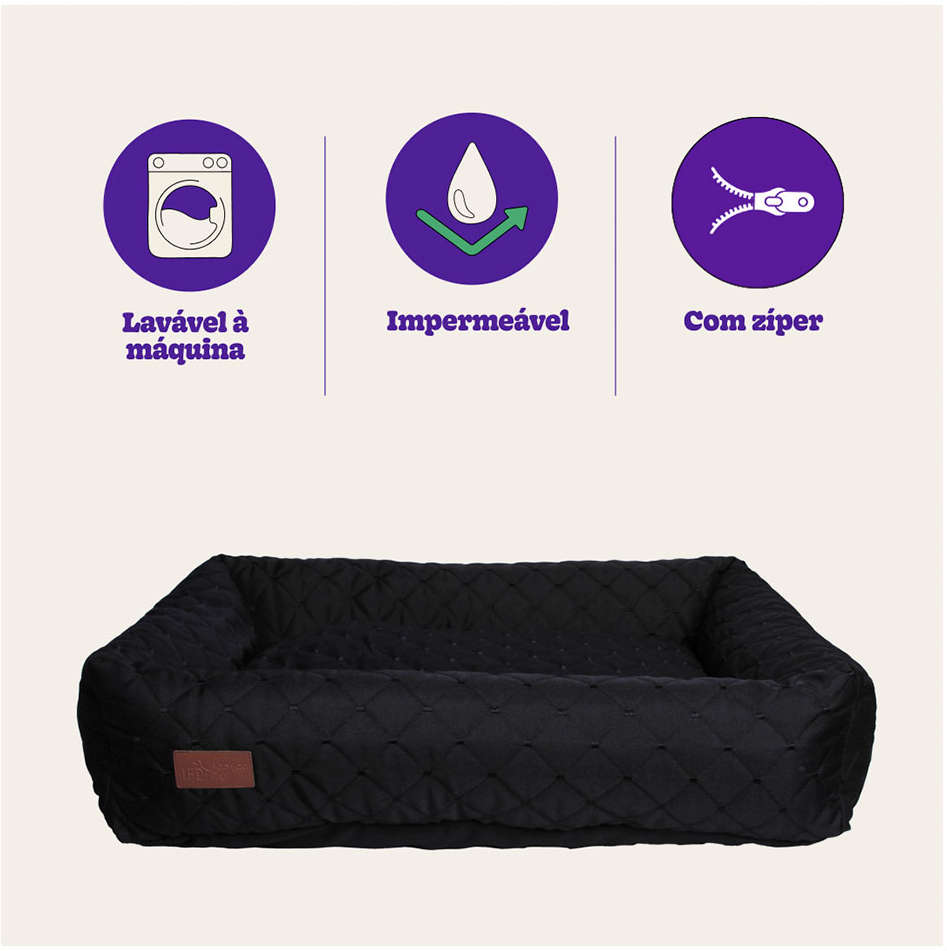 Cama Retangular Fábrica Pet Matelasse Preto - Tam. P