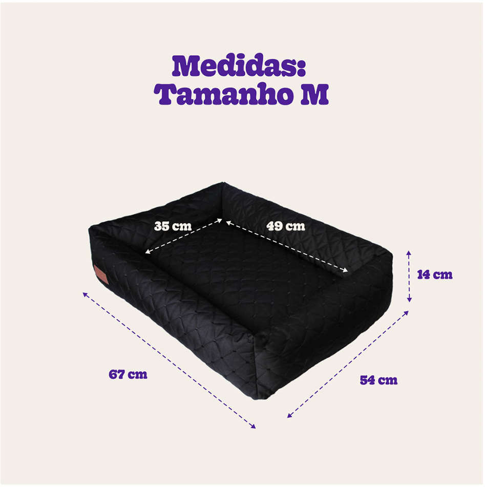 Cama Retangular Fábrica Pet Matelasse Preto - Tam. M