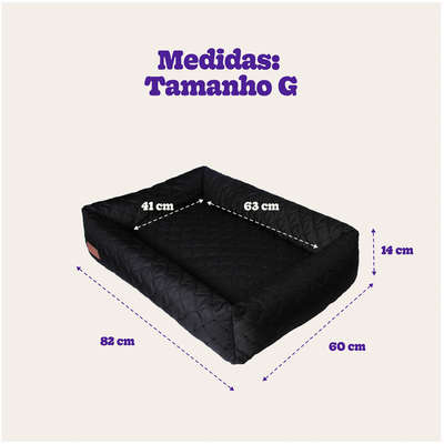 Cama Retangular Fábrica Pet Matelasse Preto - Tam. G