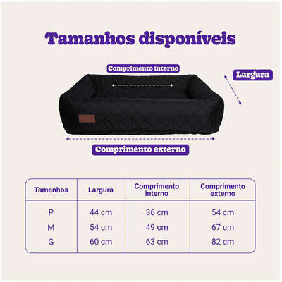 Cama Retangular Fábrica Pet Matelasse Preto