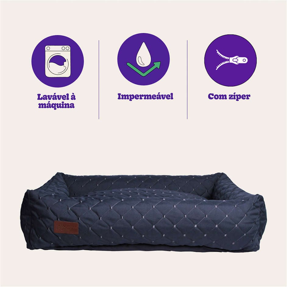 Cama Retangular Fábrica Pet Matelasse Cinza - Tam. M