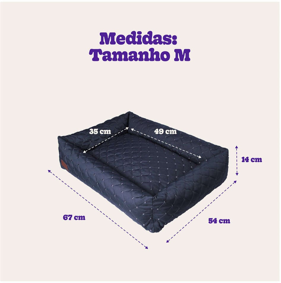 Cama Retangular Fábrica Pet Matelasse Cinza - Tam. M