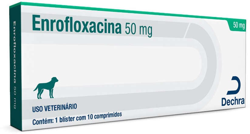 Antibiótico para Cães Enrofloxacina Dechra 10 Comprimidos - 50 mg