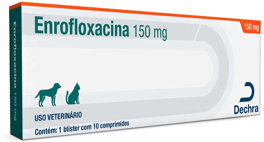 Antibiótico para Cães e Gatos Enrofloxacina Dechra 10 Comprimidos - 150 mg