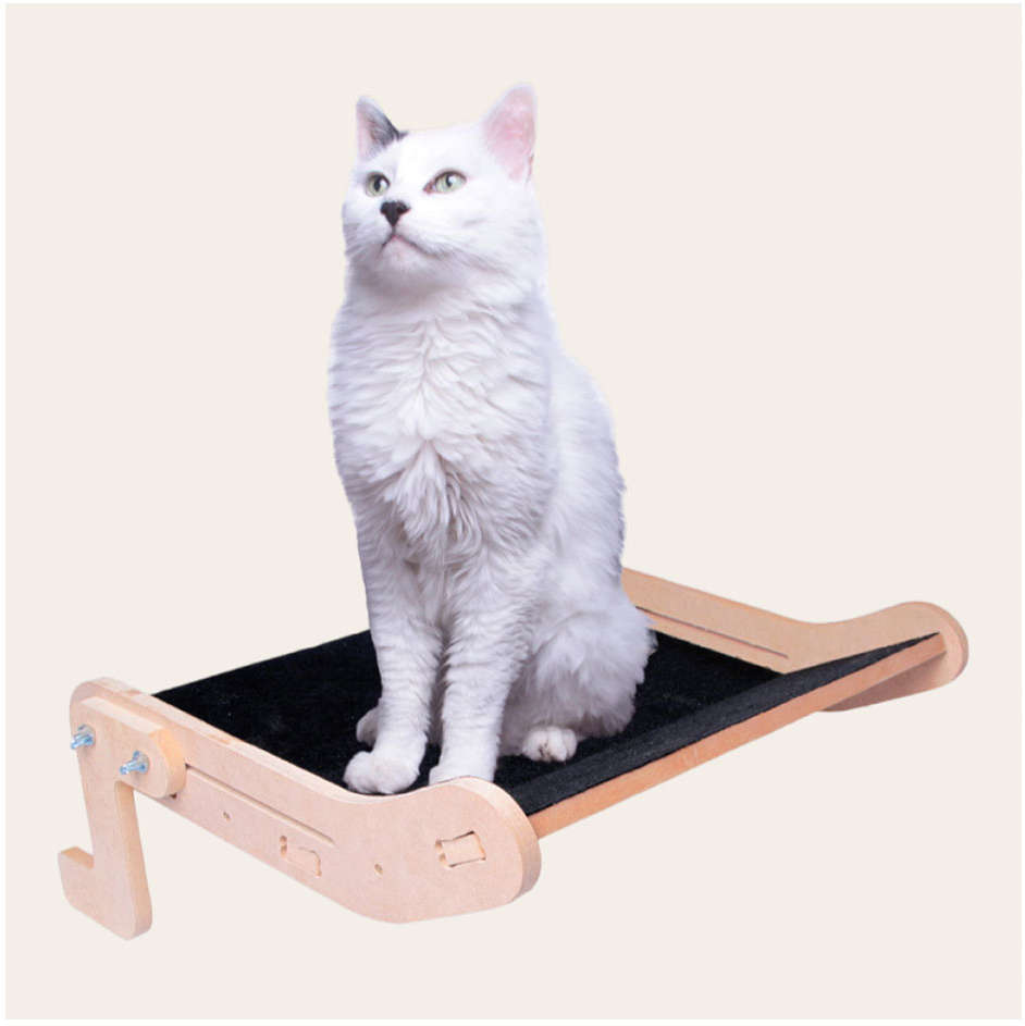 Cama Janeleira Kroco Natural com Carpete Preto para Gatos - Tam. Único