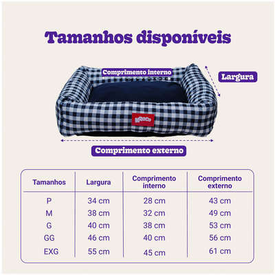 Cama Kroco Flex Xadrez Azul Marinho