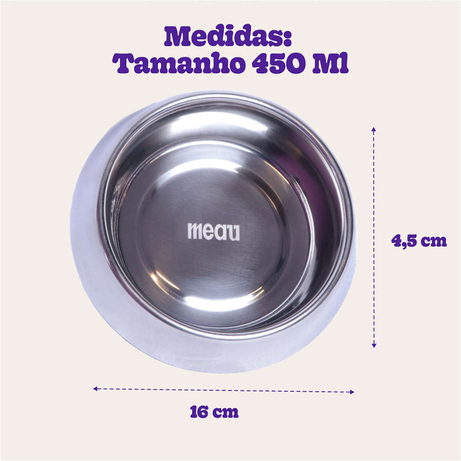 Comedouro Meau Inox para Cães e Gatos - 450 mL