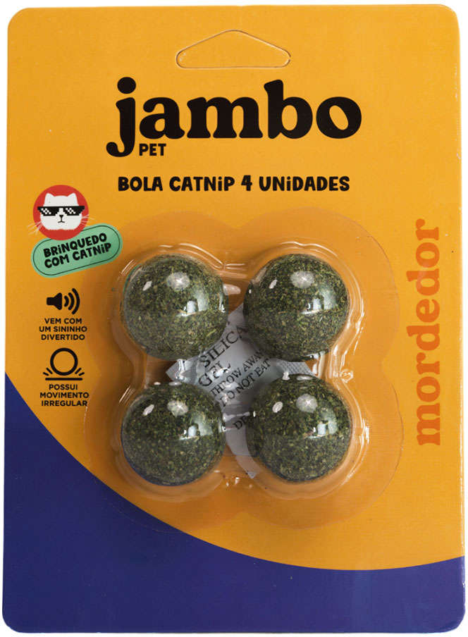 Brinquedo Mordedor Bola Catnip para Gatos - 4 Unidades