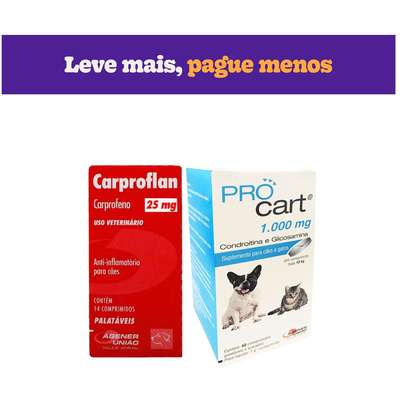 Kit Agener União Anti-inflamatório Carproflan 25 mg e Suplemento Alimentar Procart 60 comprimidos - KIT