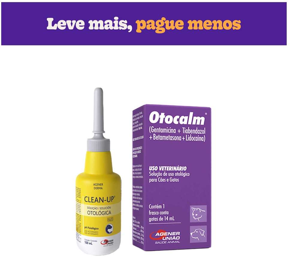 Kit Agener União Solução Otológica Otocalm 14 mL e Ceruminolítico Clean-Up 100 mL - KIT