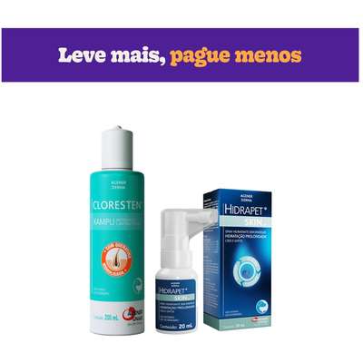 Kit Agener União Shampoo Dr. Clean Cloresten 200 mL e Spray Hidratante Hidrapet Skin On 20 mL - KIT