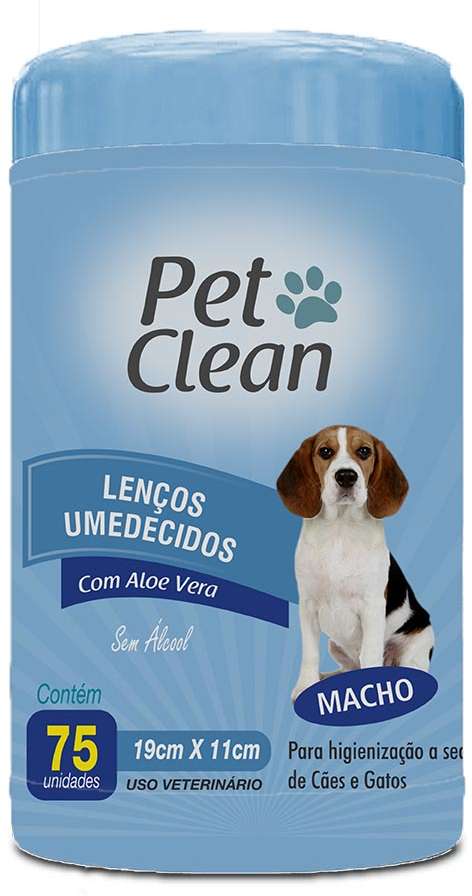 Lenços Umedecidos Macho Pet Clean para Cães e Gatos - 75 Unidades
