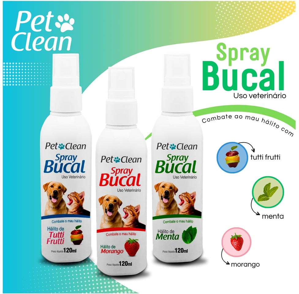 Spray Bucal Pet Clean Sabor Tuty-Fruti para Cães e Gatos - 120 mL