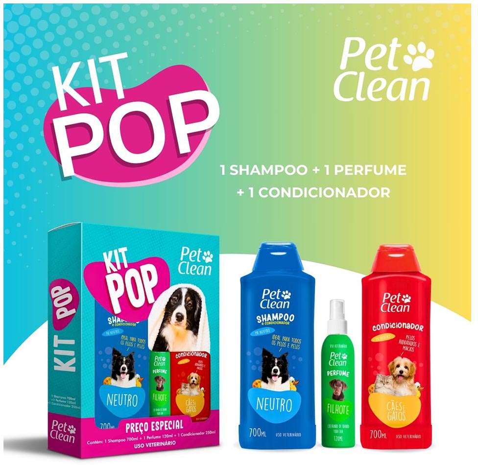 Kit Pet Clean Pop Shampoo+Perfume+Condicionador - Kit