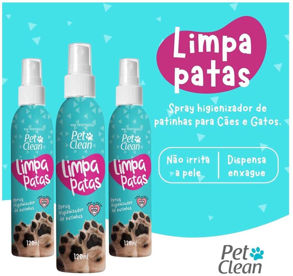 Spray Higiênizador Pet Clean Limpa Patas - 120 mL
