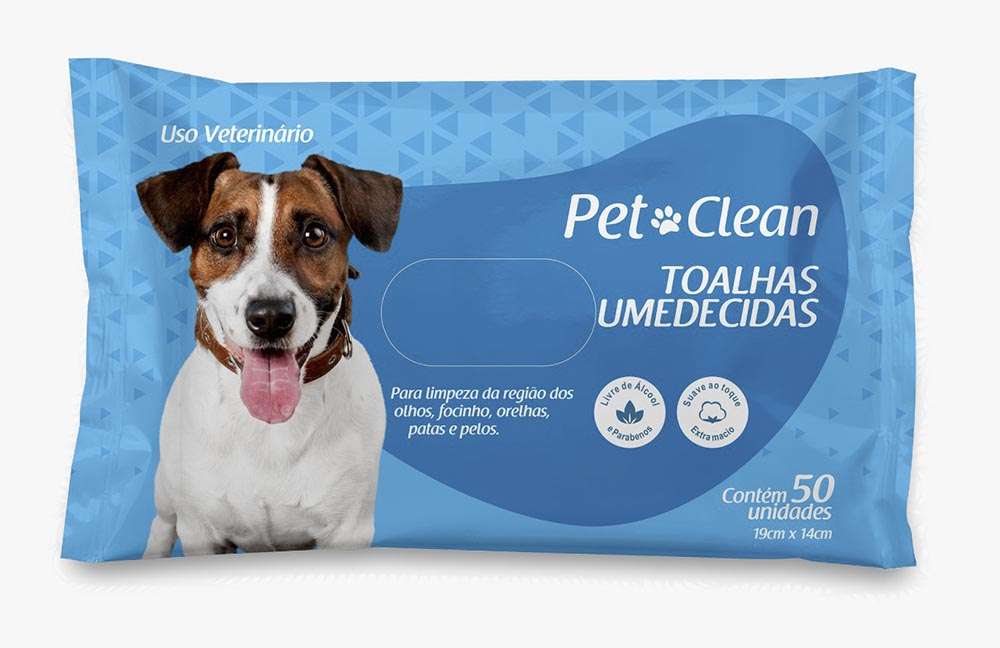 Toalhas Umedecidas Pet Clean - 50 Unidades