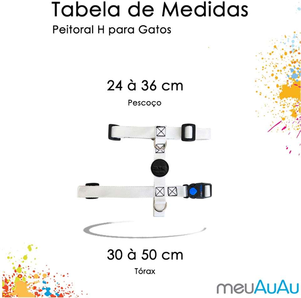 Peitoral H e Guia Camuflada para Gatos - Tam. Único