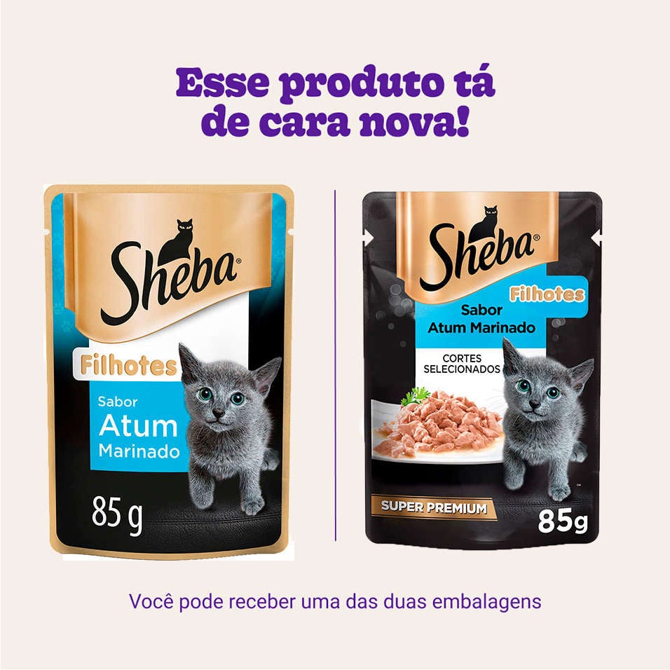 Ração Úmida Sheba Sachê Cortes Selecionados Sabor Atum Marinado para Gatos Filhotes - 85 g