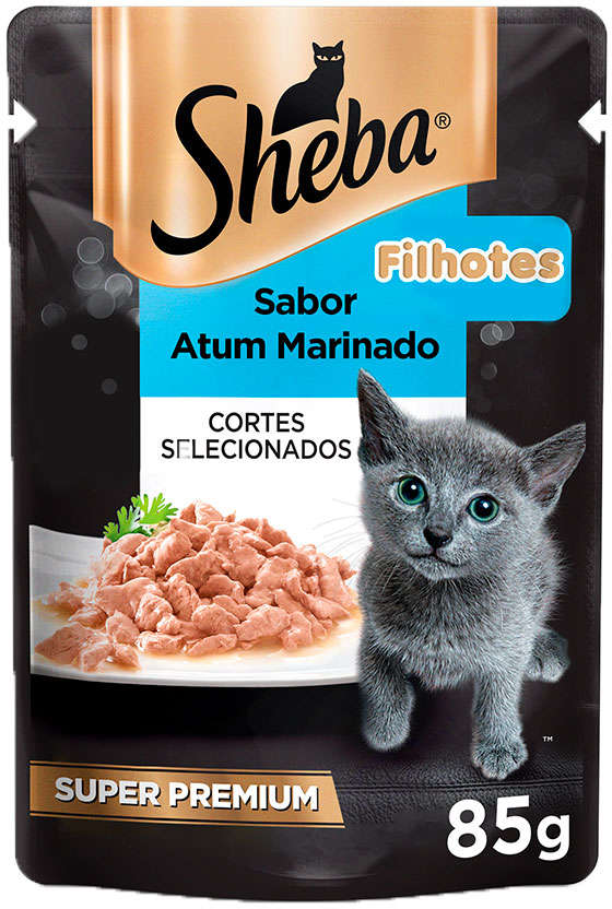 Ração Úmida Sheba Sachê Cortes Selecionados Sabor Atum Marinado para Gatos Filhotes - 85 g