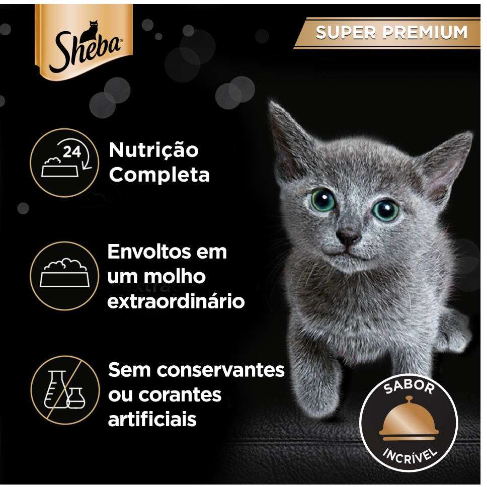 Ração Úmida Sheba Sachê Cortes Selecionados Sabor Atum Marinado para Gatos Filhotes - 85 g