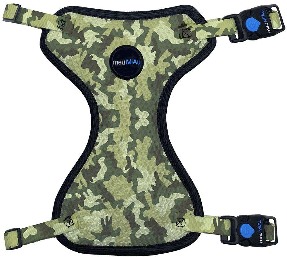 Conjunto Peitoral Style Mesh e Guia Camuflada para Gatos - Tam. Único
