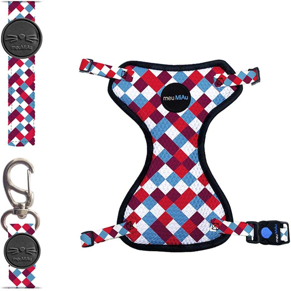 Conjunto Peitoral Style Mesh e Guia Chique para Gatos - Tam. Único