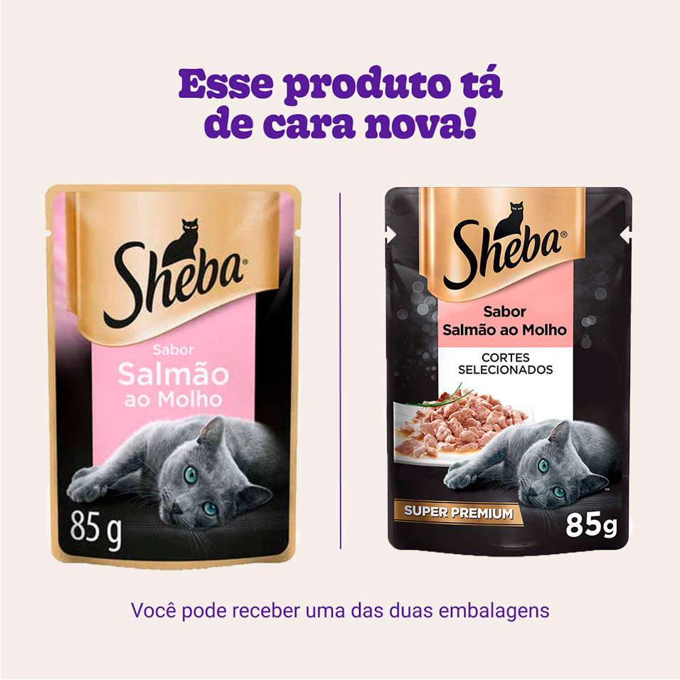 Ração Úmida Sheba Sachê Cortes Selecionados Sabor Salmão ao Molho para Gatos Adultos - 85 g