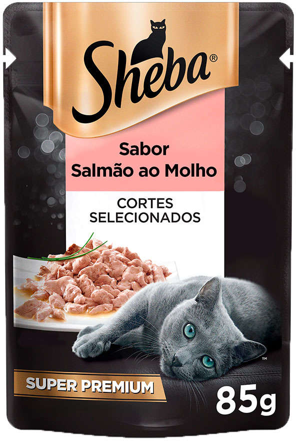 Ração Úmida Sheba Sachê Cortes Selecionados Sabor Salmão ao Molho para Gatos Adultos - 85 g