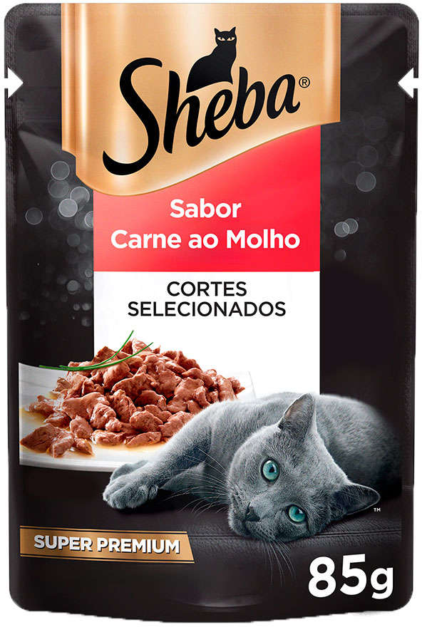 Ração Úmida Sheba Sachê Cortes Selecionados Sabor Carne ao Molho para Gatos Adultos - 85 g - 60 Unidades