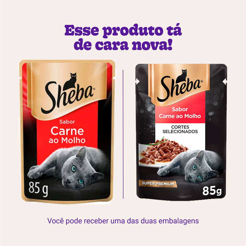 Ração Úmida Sheba Sachê Cortes Selecionados Sabor Carne ao Molho para Gatos Adultos - 85 g - 60 Unidades