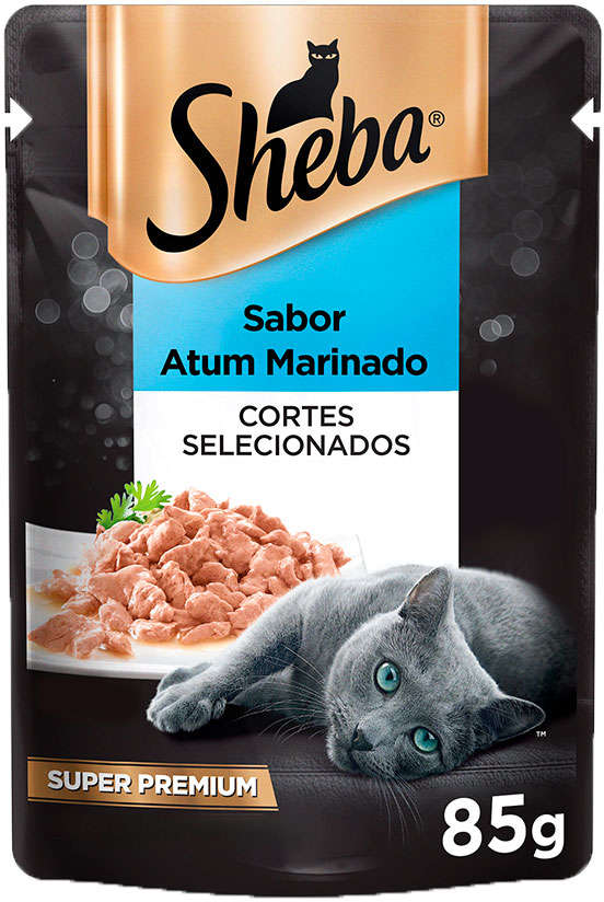 Ração Úmida Sheba Sachê Cortes Selecionados Sabor Atum Marinado para Gatos Adultos - 85 g- 60 Unidades