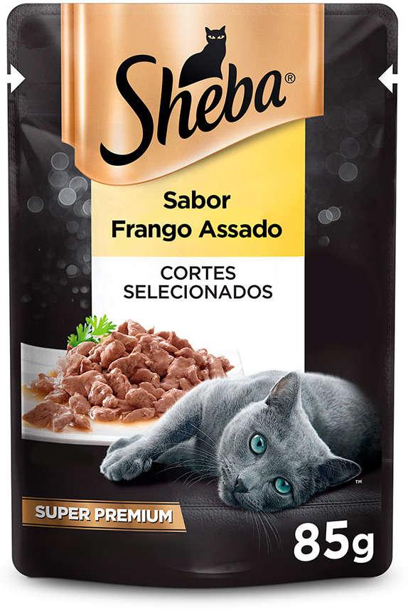 Ração Úmida Sheba Sachê Cortes Selecionados Sabor Frango Assado para Gatos Adultos - 85 g - 60 Unidades