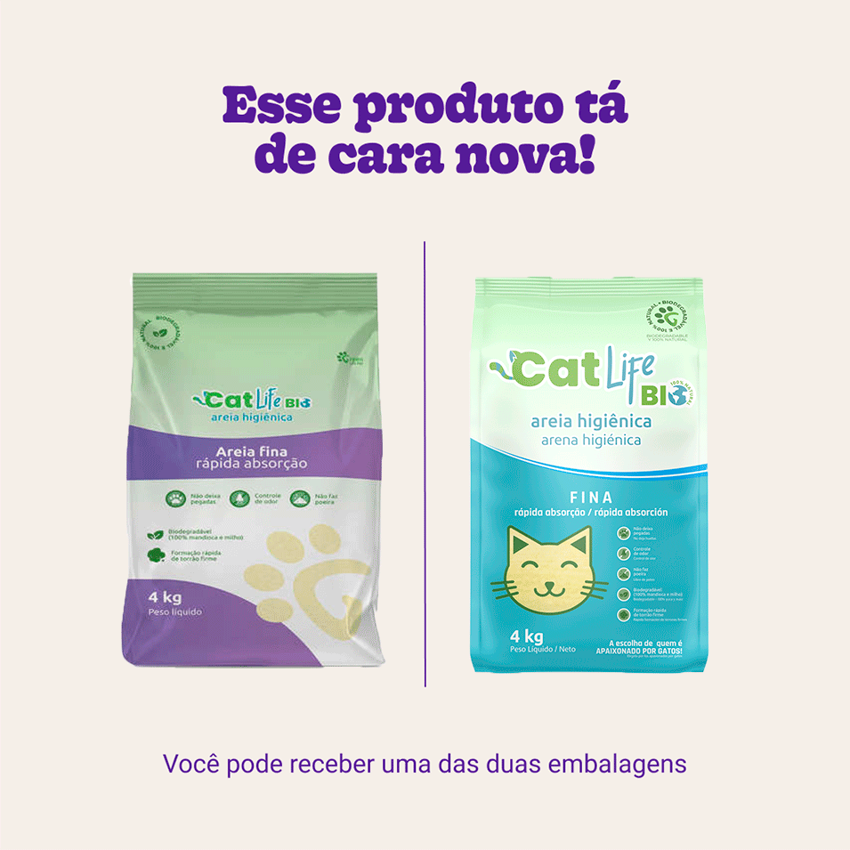 Areia Higiênica Cat Life Bio Fina Rápida Absorção - 4Kg
