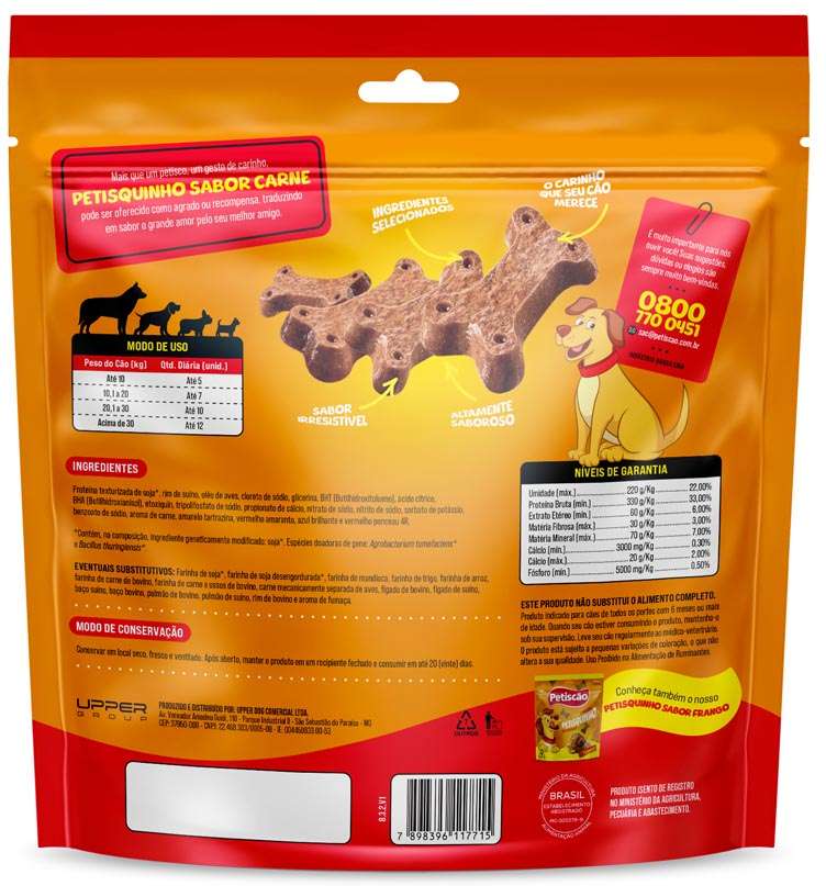 Bifinho Petiscão para Cães Adultos Sabor Carne Ossinho - 500g